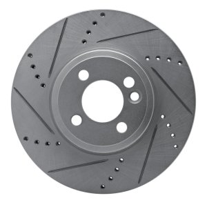 Mini Cooper Brake Rotor (1) - Front Left - R1 Concepts - Drilled & Slotted - Silver - `07-`15